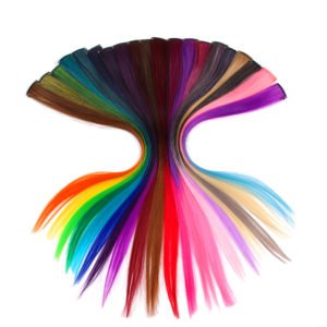 Extensions de cheveux synthétiques multicolores avec clip